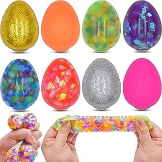 8 Pack Easter Eggs Squeeze Toys Stress Balls Squishy Toys for Kids Boys Girls Easter Egg Hunt Easter Basket Stuffers Egg Fillers Party Favors Gifts