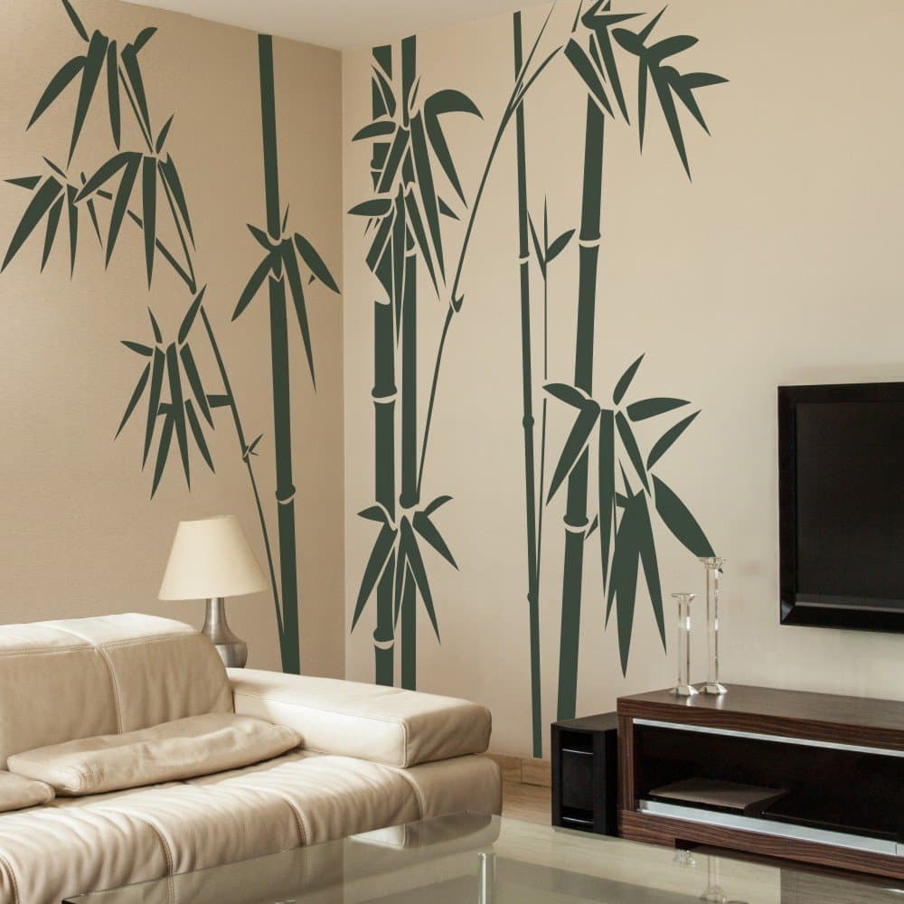 Vinyl Bamboo Wall Sticker - Bamboo Wall Decal Tree Decor - Dark Green