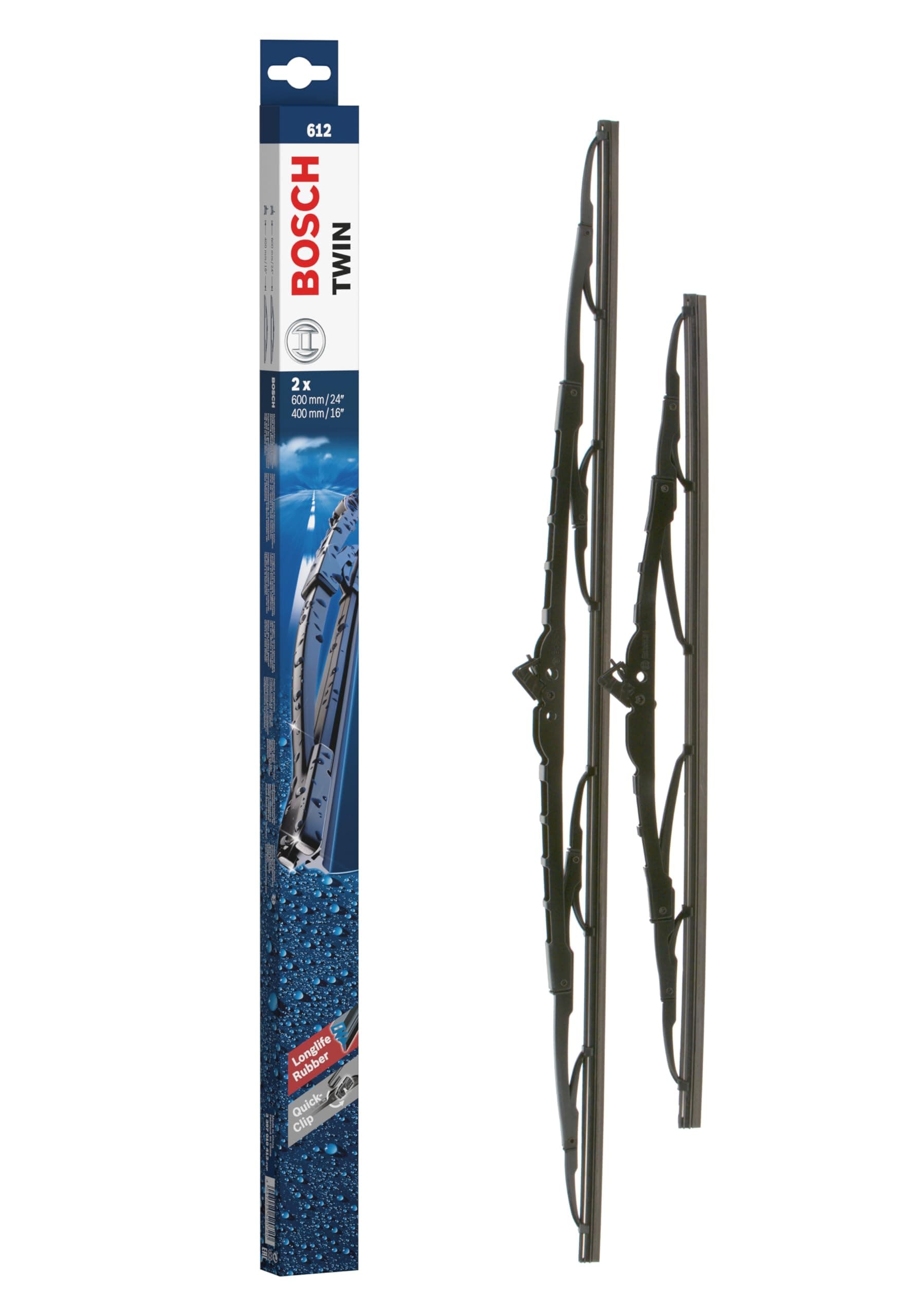 Bosch Wiper Blade Twin 612, Length: 600mm/400mm – set of front wiper blades
