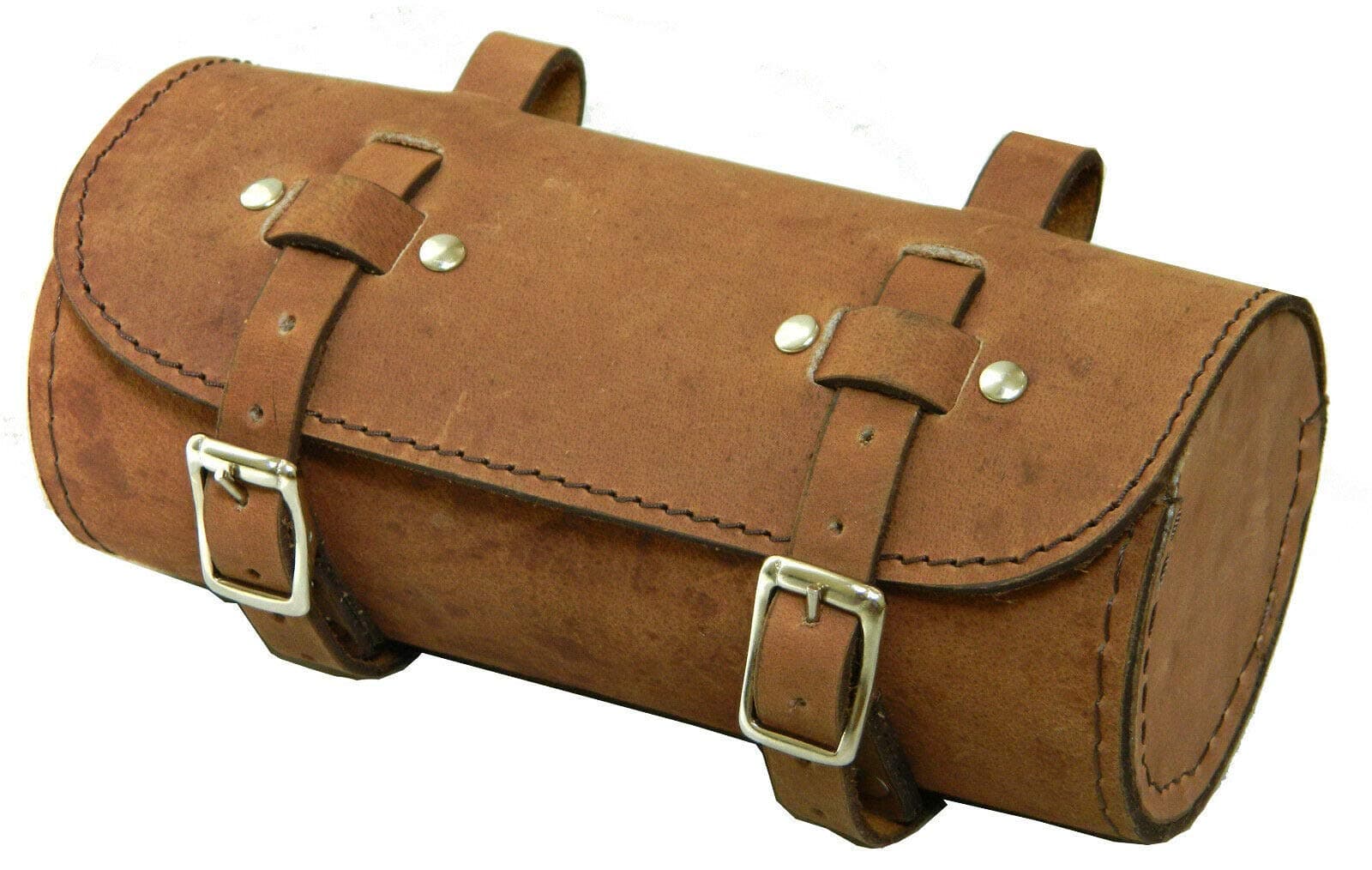 HERTE Genuine Leather Bicycle Round Saddle Bag Utility Tool Bag Brown