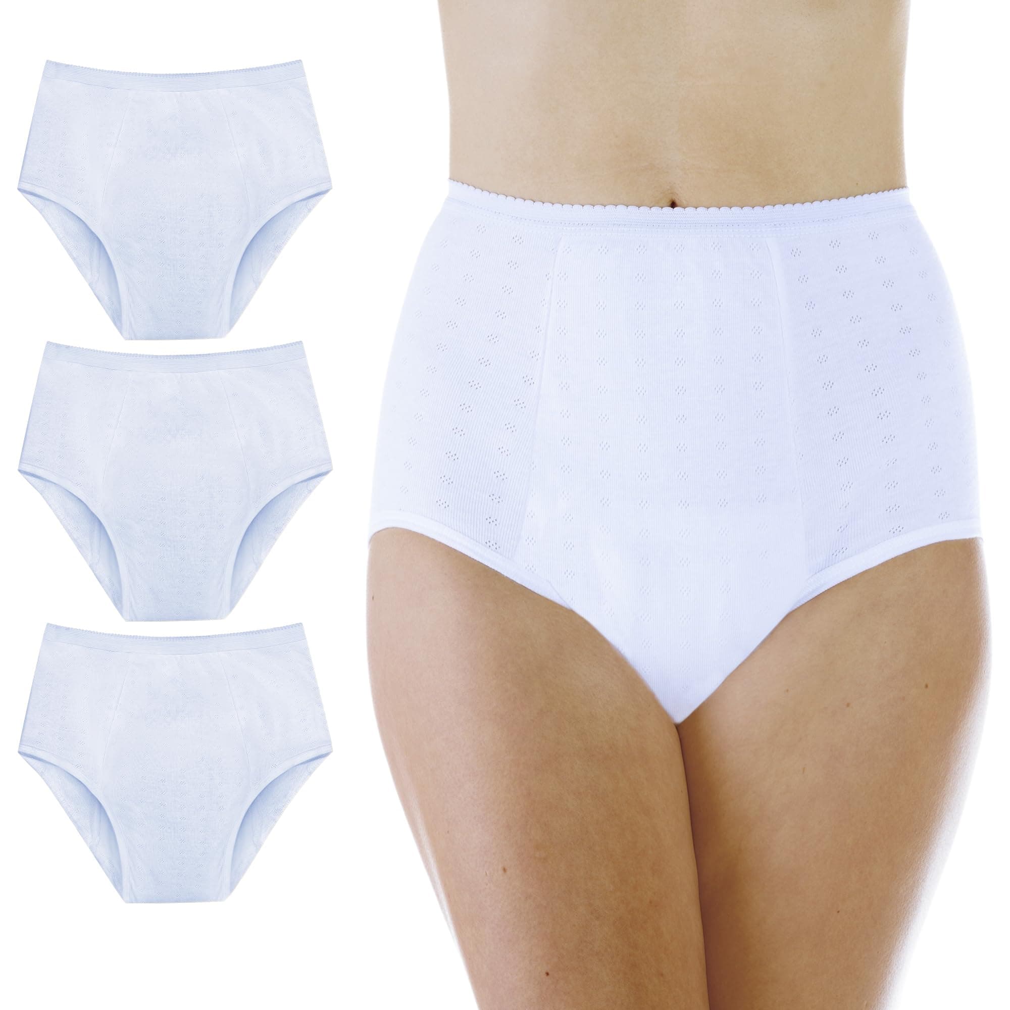 Wearever Women's Maximum Absorbency Incontinence Panties for Bladder Control - Washable, Reusable, Leak Proof Underwear for Women 600 ml - (Pack of 3) (White) (8X) (Fits Hip: 61-63")