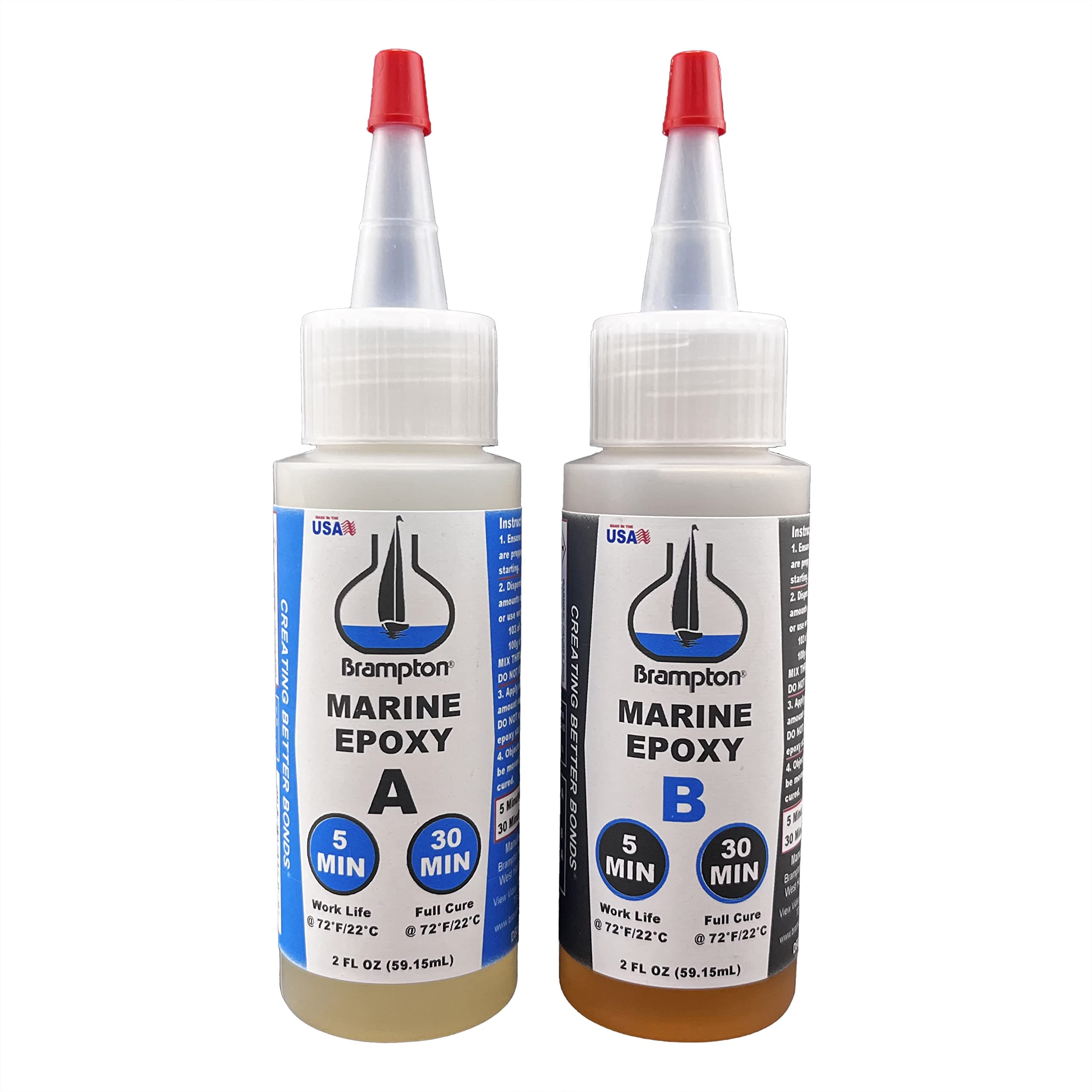 BRAMPTON TECHNOLOGY, LTD. Marine Epoxy Strong Bonding for Boat Repair - Bonds in 30 Minutes Water Resistant 4 Ounces