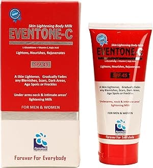 Pharmahealth Milk Eventone C Body Lotion for Women and Men with L Glutathione Vitamin C and SPF 45 Cream, 150ml