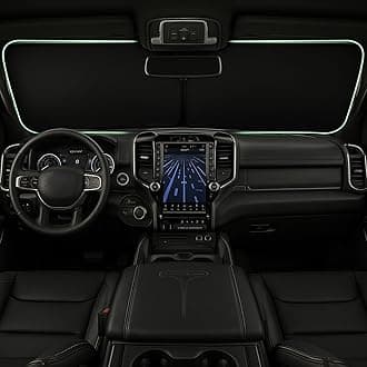 Windshield Sun Shade fit for Dodge Ram 1500 2019 2020 2021 2022 2023 2024 2025 Car Foldable Windshield Sunshades with Silver+Black Double Layer Thickening