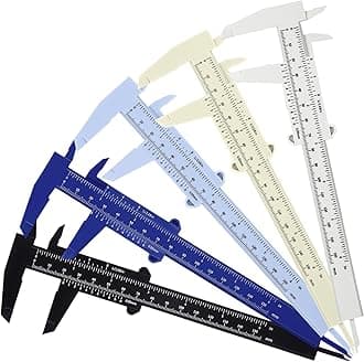 Frienda 5 Pieces Eyebrow Measuring Ruler Brow Mapping Tool Mini Vernier Caliper Double Scale Plastic Sliding Gauge Ruler for Micro Blading Eyebrow Tattoo Brow Artists(Elegant Colors)