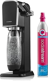 SodaStream - Art Sparkling Water Maker, Retro Design, Quick Connect CO2 system, Includes 60L Gas Cylinder, BPA-Free 1L Bottle, Black