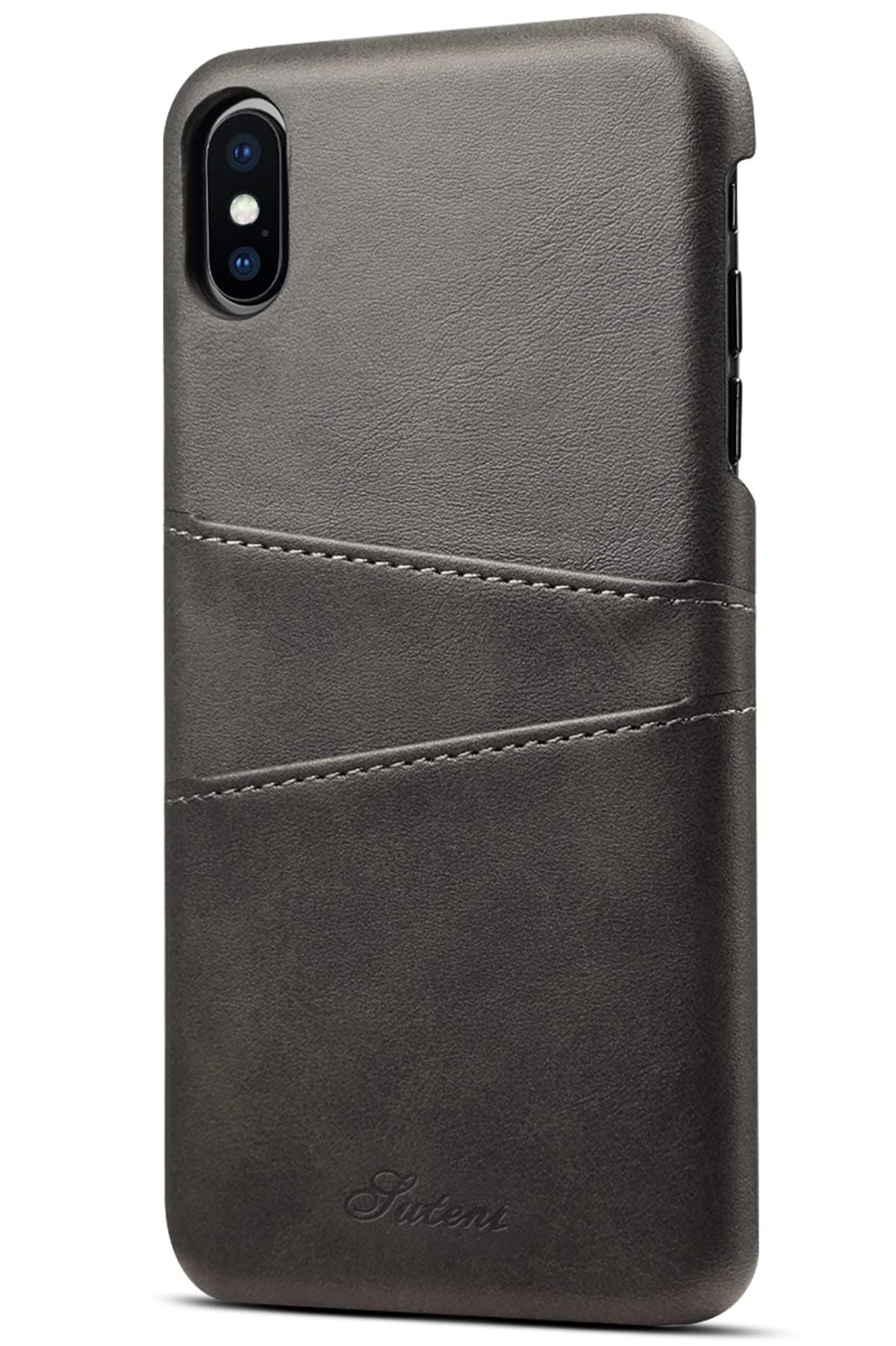 iPhone Xs Max Card Case, XRPow Synthetic Leather Wallet Case with Slim Professional Executive Snap On Cover with 2 Card Holder Slots for iPhone Xs Max 6.5inch Black