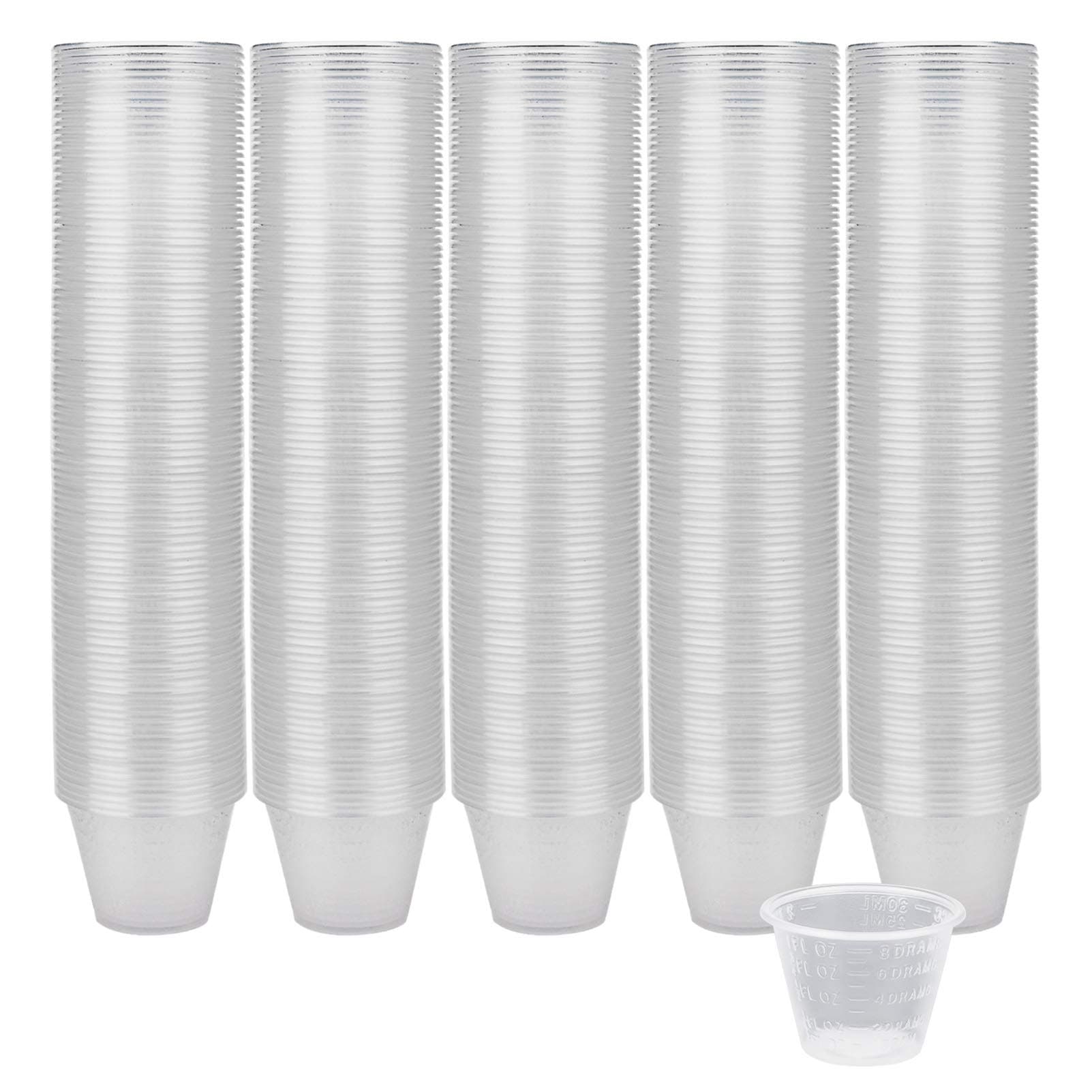 Yarlung 500 Pack 1 Oz Plastic Medicine Cup, Disposable Clear Graduated Cups with Volume and Dosage Measure for Mixed Pills, Liquid Medication Measuring, Mouthwash