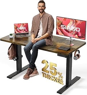 SIAGO Electric Standing Desk Adjustable 48" x 24" Sitting Standing Desk with Cable Management 3 Memory Preset Height Adjustable