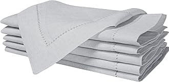 Bedding Craft Cloth Napkin in 100% Linen Hemstitched with Retail Gifting Package, Wedding Napkins, Thanksgiving Cotton Fabric Machine Washable Dinner Napkins Hemstitched, Set of 4 Vapour Grey