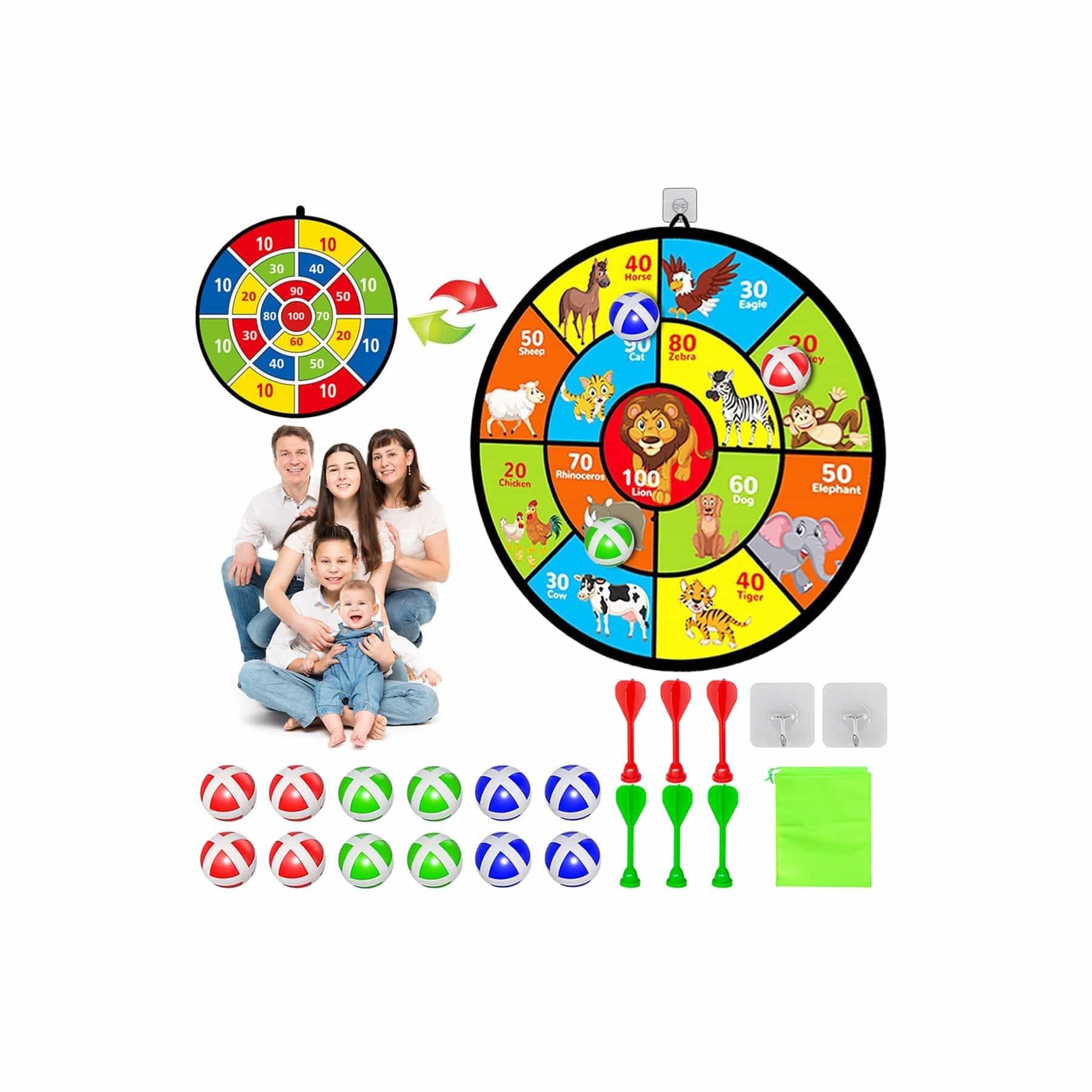 Dart Board for Kids Ages 4-8 - 29" Double-Sided Dart Board with Sticky Balls and Darts,Boys Toys for Ages 8-13,Valentines Day Gifts for 7 8 9 10 11 12 13 14 Year Old, Indoor/Outdoor Party Game Toys