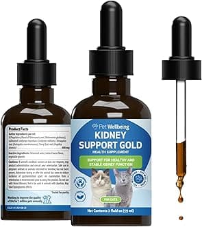 Pet Wellbeing Kidney Support Gold for Cats - Vet-Formulated - Herbal Supplement, Supports Normal Kidney Function, Hydration & Energy, Rehmannia & Dong Quai – 2 oz (59 ml)