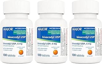 MAJOR Bisacodyl USP 5mg, Gentle Stimulant Laxative Tablets for Occasional Constipation Relief & Irregularity, 100 Count (3-Pack)