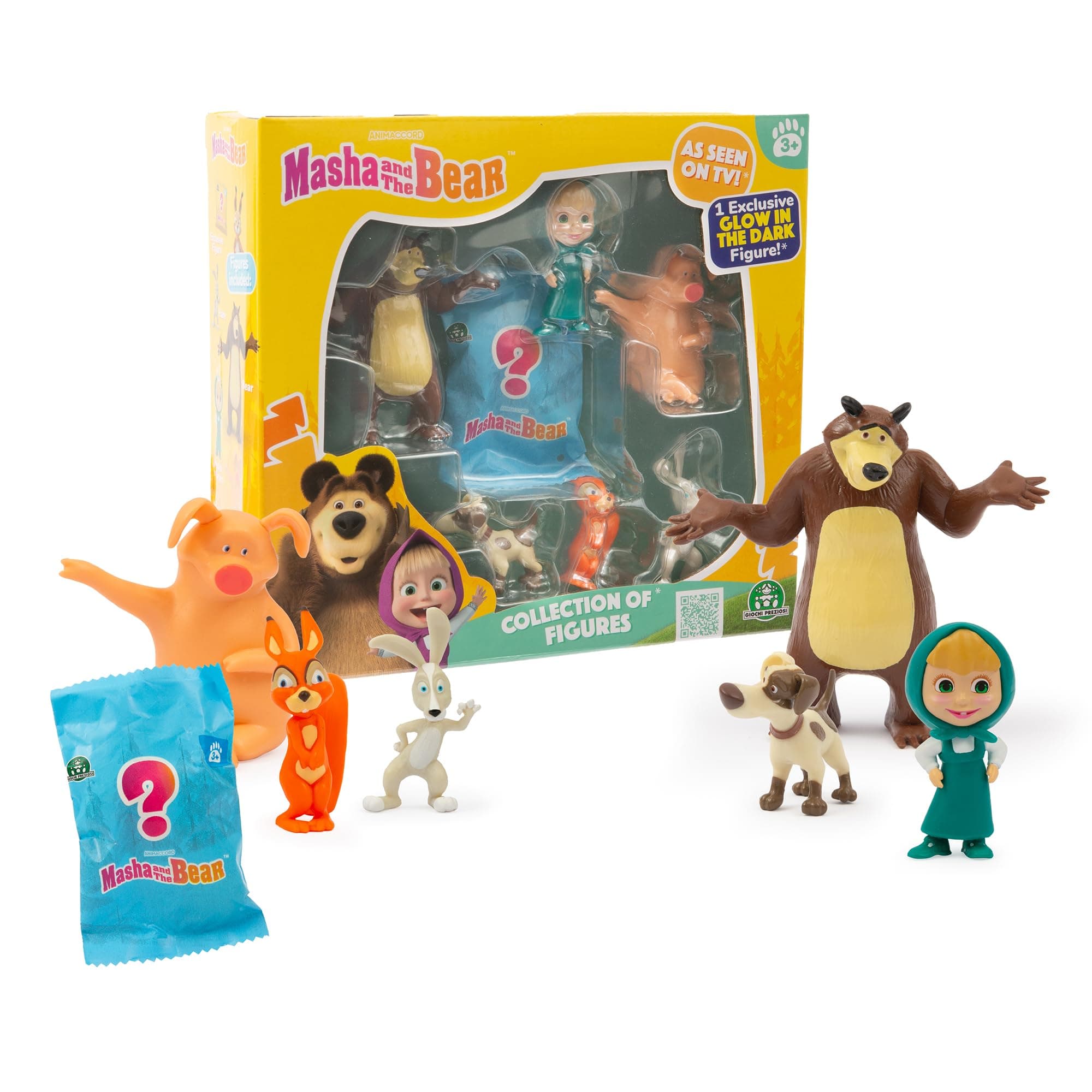 Giochi Preziosi Masha and the Bear - Figure Set Multipack (6 Figures + 1 Surprise Glow in the Dark Figure)