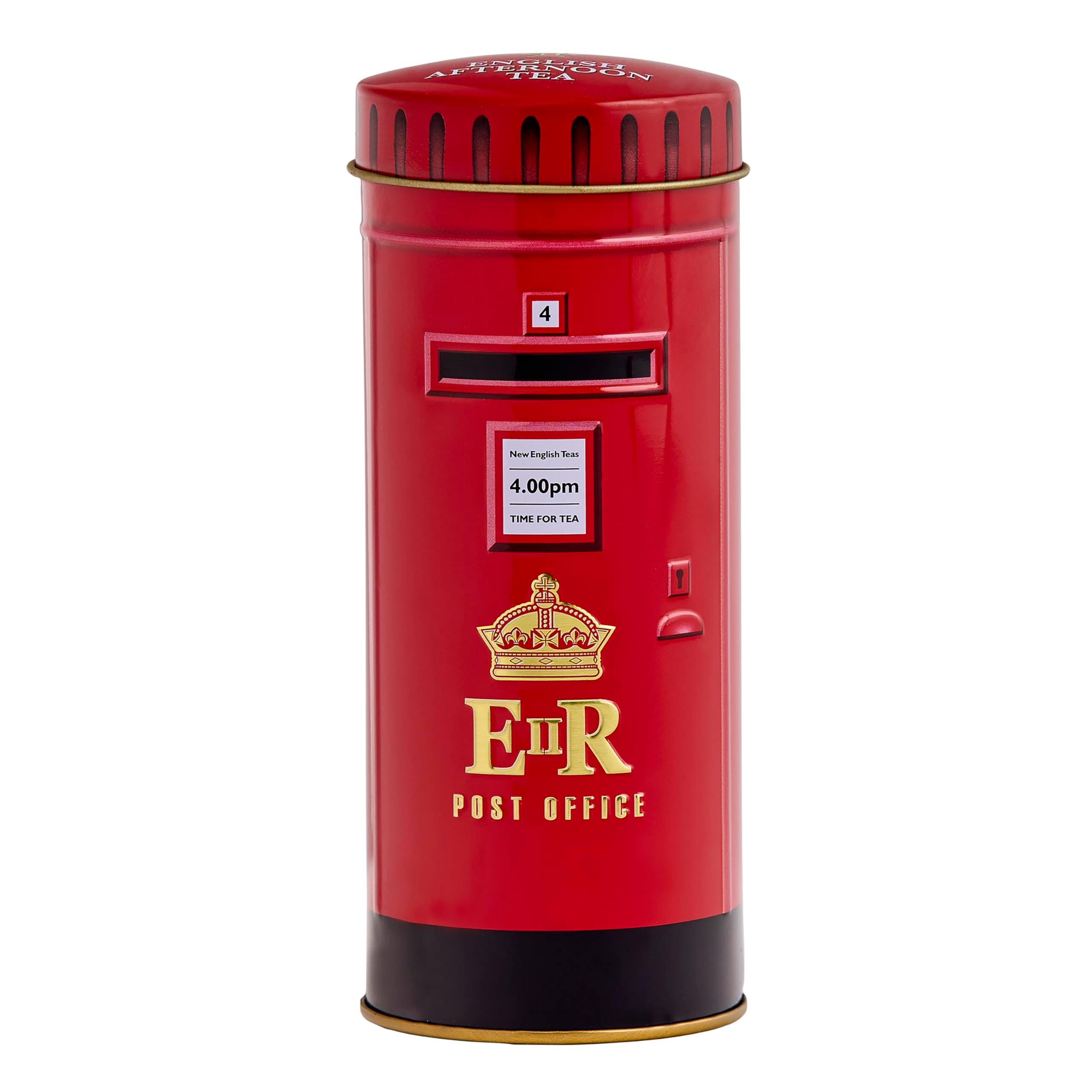 British Red Post Box Tea Tin – Collectible Iconic UK Pillar Box Caddy with 14 English Afternoon Tea Bags – Great Britain Souvenir & Gift, 28g - 13.5cm