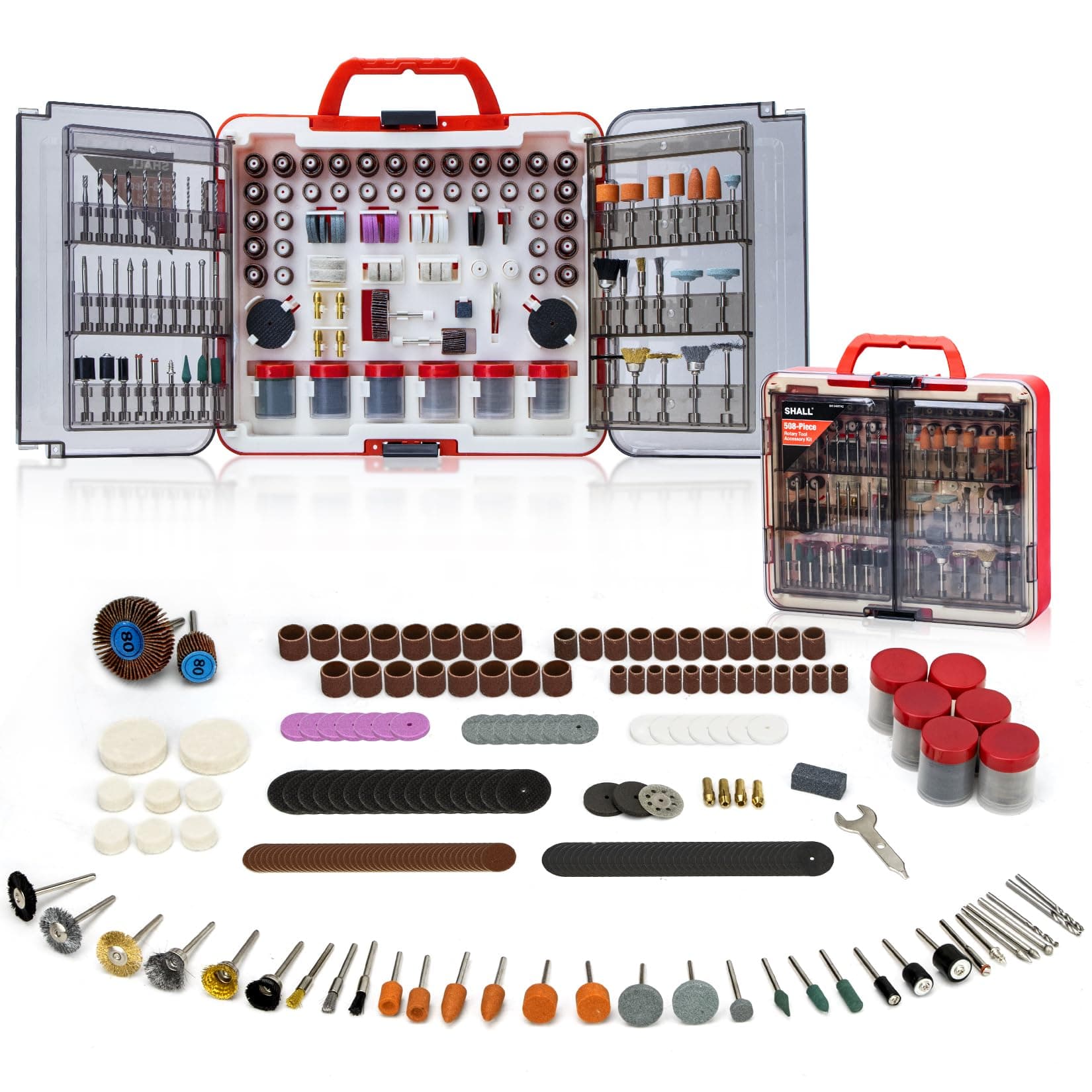 508-Piece Rotary Tool Accessories Kit, Universal Rotary Tool Bits for Sanding, Cutting, Grinding, Drilling, Carving, Engraving, Polishing, Cleaning, Rotary Tool Attachments with Carrying Case