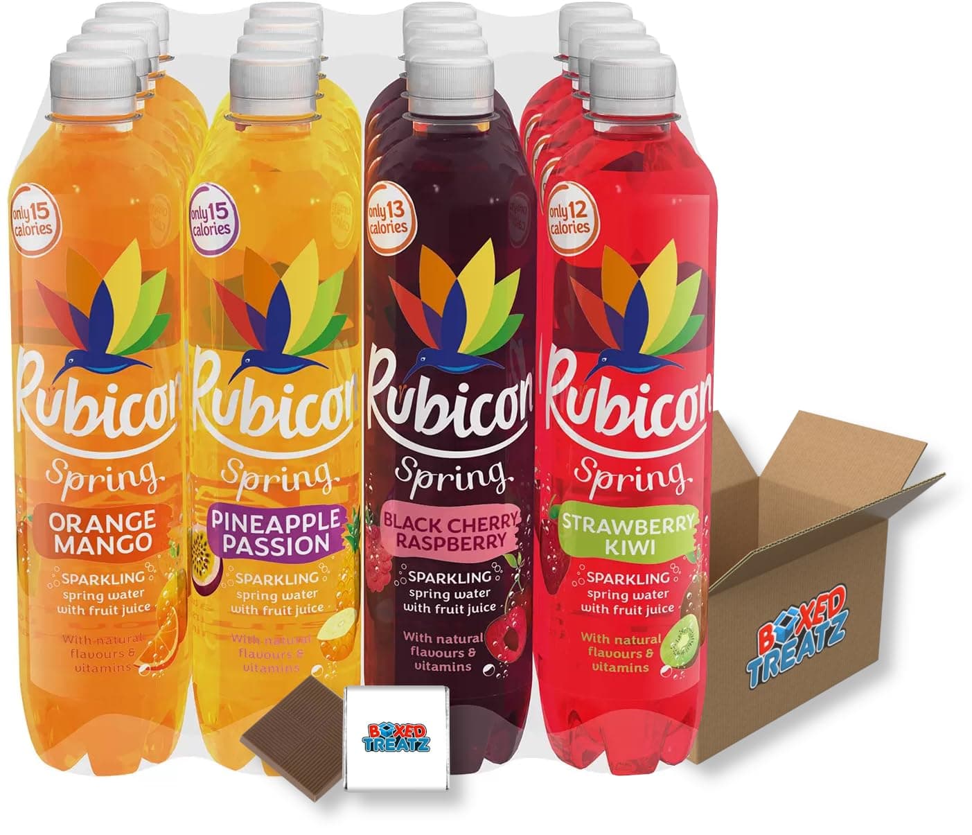 Rubicon Sparkling Spring Water Mixed Pack (16x500ml) - Sparkling Spring Water & Real Fruit Juice Boxed Treatz