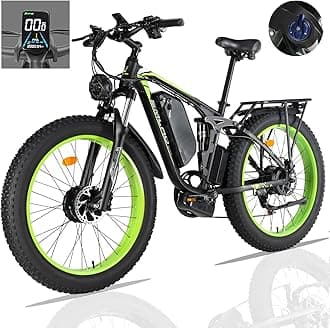 (US in Stock) SMLRO V3 Plus Dual Motors MTB with Rear Shock Absorber, 22.4AH 2000W 26" Fat Tire Electric Bike 35MPH, Mountain E-Bike Suspension Electric Bicycle Ebikes for Adults