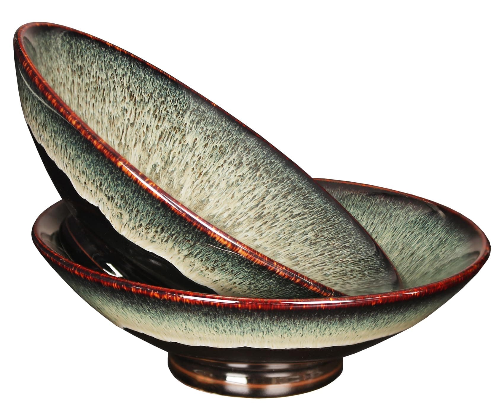 YA JU 2 Sets Ceramic Ramen Noodle Soup Bowl - Perfect for Ramen, Pho, Soup and Asian Dishes, Udon Noodles, Asian Chinese Large Ramen Noodle Bowl