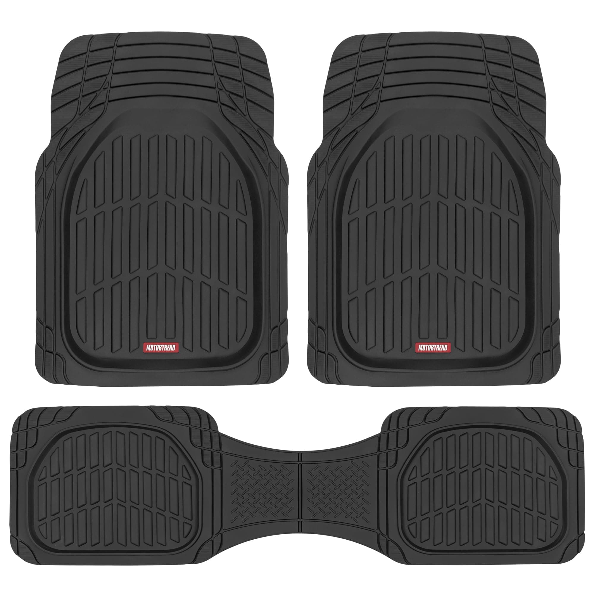 Motor Trend FlexTough Contour Liner - Deep Bowl Heavy Duty Rubber Floor Mats for Car, SUV, Truck, Van - Black Black MT-923-BK_NMM