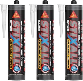 Everbuild Stixall Extreme Power | High Bonding Strength Building Adhesive, Suitable for Automative Gap Filling and Sealing - White - 290 ml - (Pack of 3)