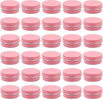 30 Pcs 0.5 oz Aluminum Tin Cans Round Empty Lip Balm Containers with Screw Lid Pink