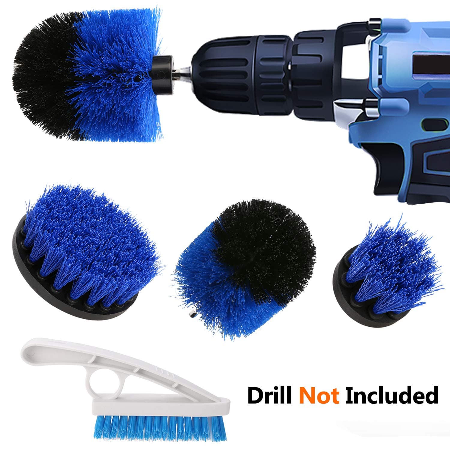 PDTO Drill Brush Set - Power Scrub Brush Drill Attachment & Tile Brush Kit for Cleaning Tiles, Grout, Bathroom, Tub, Floor and Kitchen Surfaces