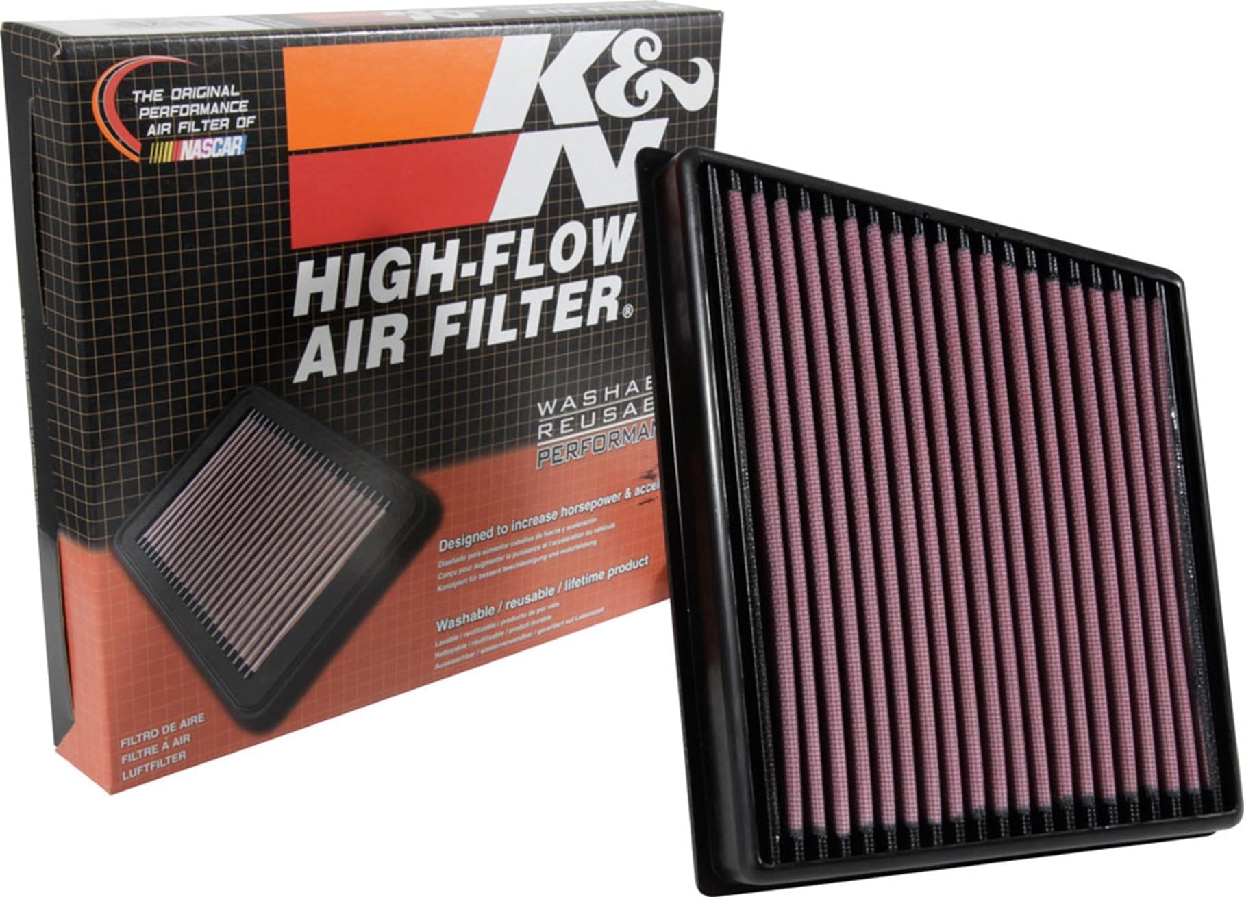 K&N Engine Air Filter: High Performance, Premium, Washable, Panel Filter: 2015-2019 (F-Pace, XF, XE, Range Rover Velar) , 33-3074