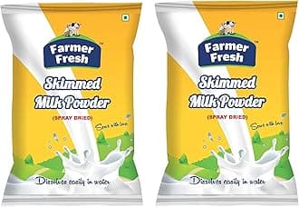 All-Natural Skimmed Milk Powder - Pack of 2, 1kg Each - Perfect for Tea & Coffee - 100% Pure, Non-Fat Dry Milk