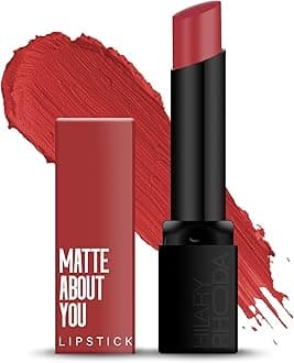 Matte About You Lipstick | Long Lasting & Highly Pigmented Lipstick | Glides Smoothly | Matte Finish | One Stroke Application | Cruelty-Free & Vegan - 3g (Scarlet Red - Shade 08)