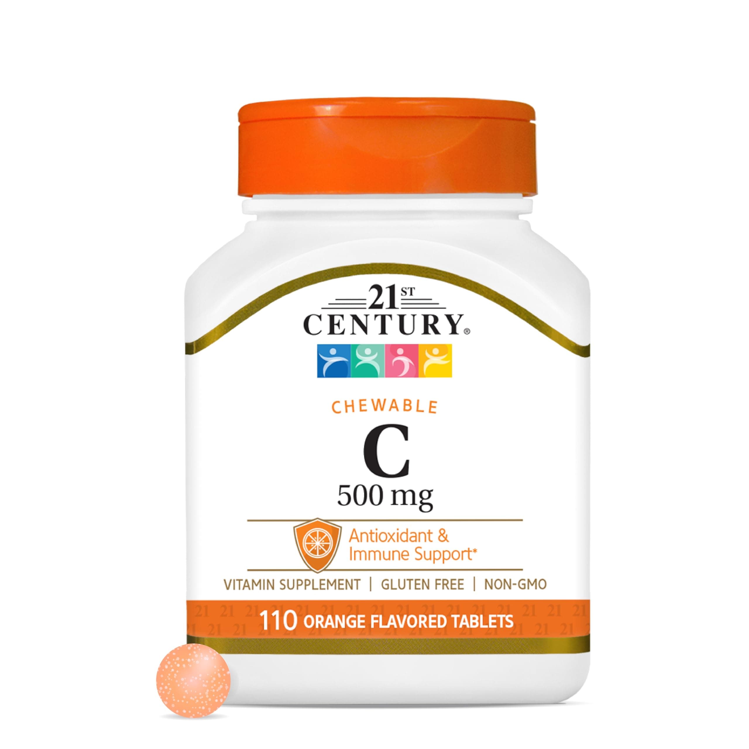 Vitamin C 500 mg Chewable Tablets, Orange, 110 Count