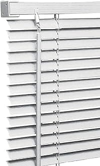 PVC window Venetian Blind Blinds Easy Fit Trimmable Fittings Window Treatment Shutter Twist Open Close (White-PVC, 90cm wide (35.4") x 213cm Drop)