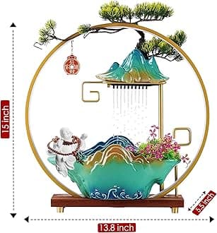 Okasion Waterfall Fountain Indoor Tabletop Desk Water Fountain for Room Office (Buddha)