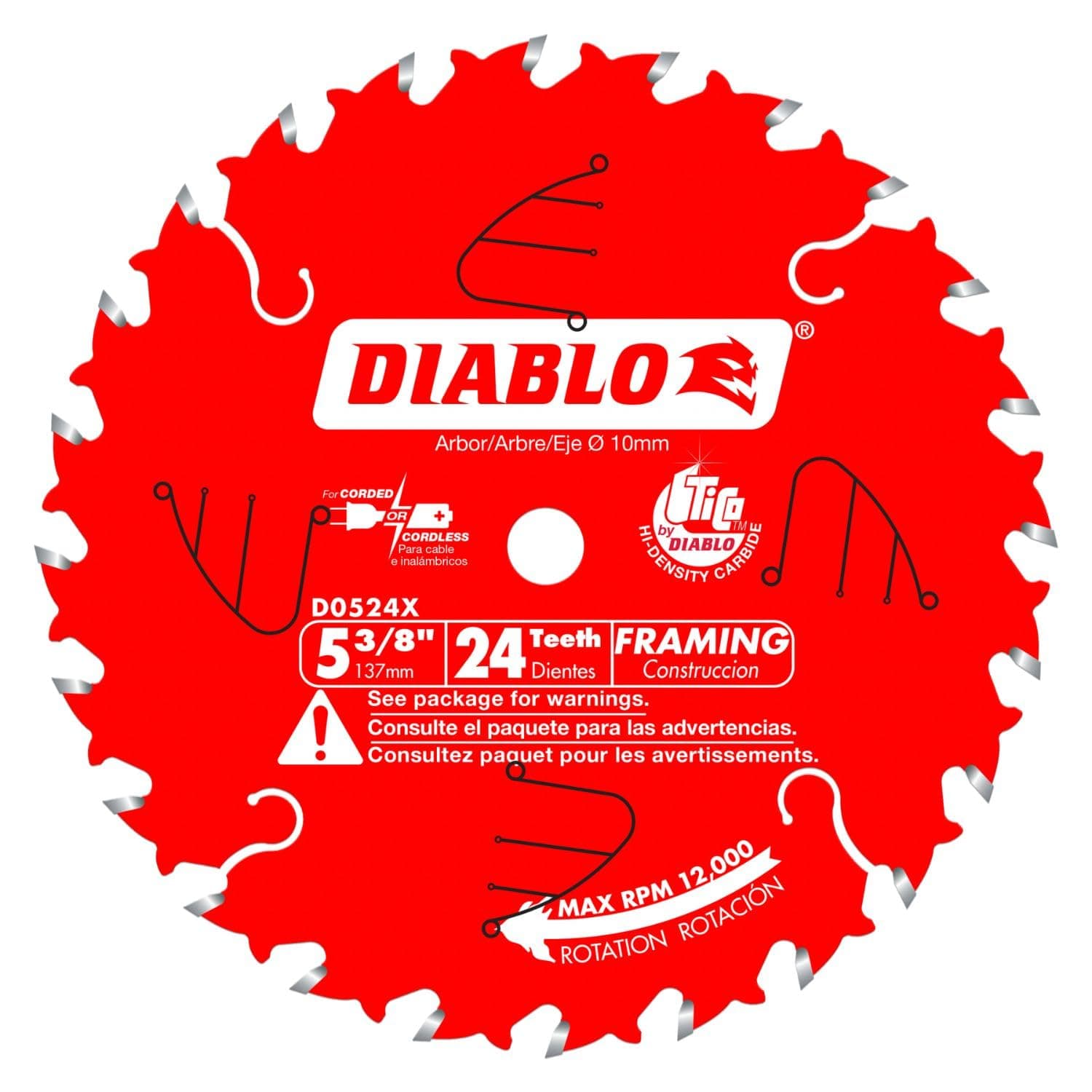 D0524X: 5-3/8" x 24-Teeth Framing Saw Blade for Wood