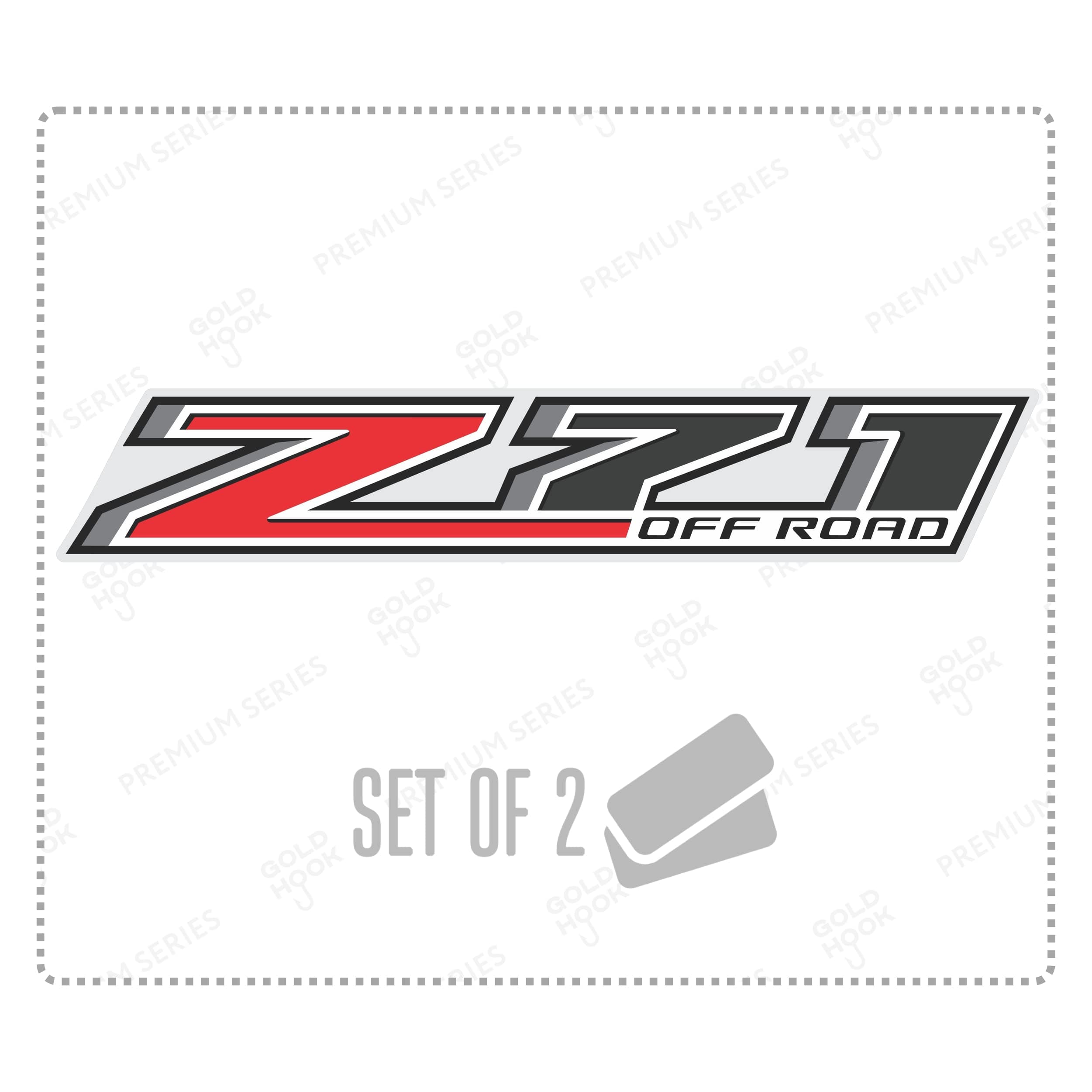 GOLD HOOK Z71 Off Road Decals Compatible with Chevy Silverado - F (2014-2024) Bed Side 1500 2500 HD, Set of 2, Premium Series (Red/Black Metallic Finish)