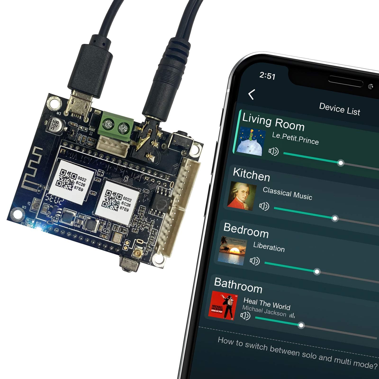 Arylic WiFi & Bluetooth 5.0 Audio Preamp Receiver Board Wireless Multizone Home Stereo Music Circuit Module with Airplay Spotify Connector for DIY Preamp - Arylic Up2stream Mini V3