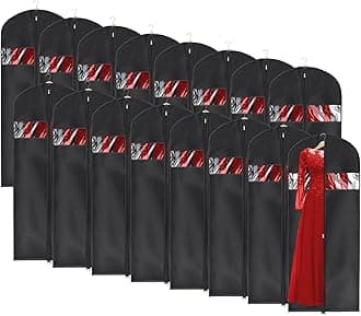 Univivi 16 Pack Suit Bags Garment Bag for Men Storage 40-inch Clothes Cover with Clear Window and ID Card Holder for Suit Jacket, Skirt, Shirt and Coat