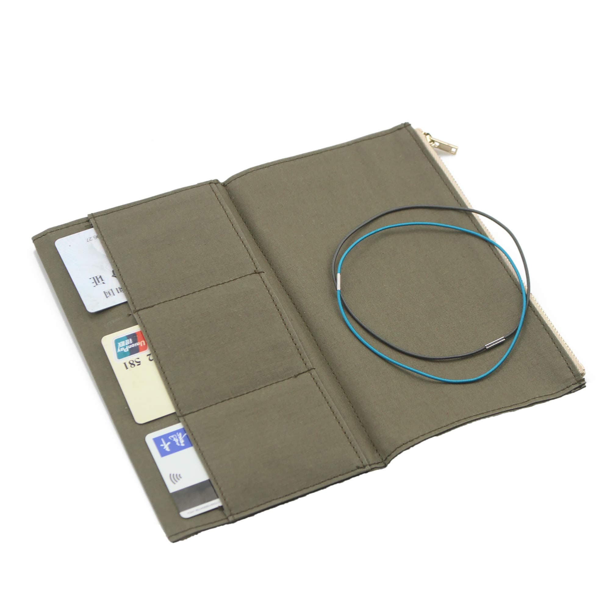 Canvas Insert Pouch Zipper Pocket for TN Travelers Notebook Refill Accessories Standard Regular Size Paper Card Holder Storage Bag (Standard Size, OliveGreen)