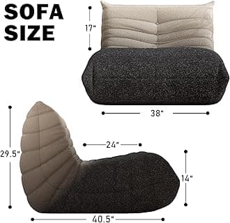 Fireside Bean Bag Sofa - Large Bean Bag Chair for Adults & Teens, High Density Comfortable Foam, Memory Foam, Black & White