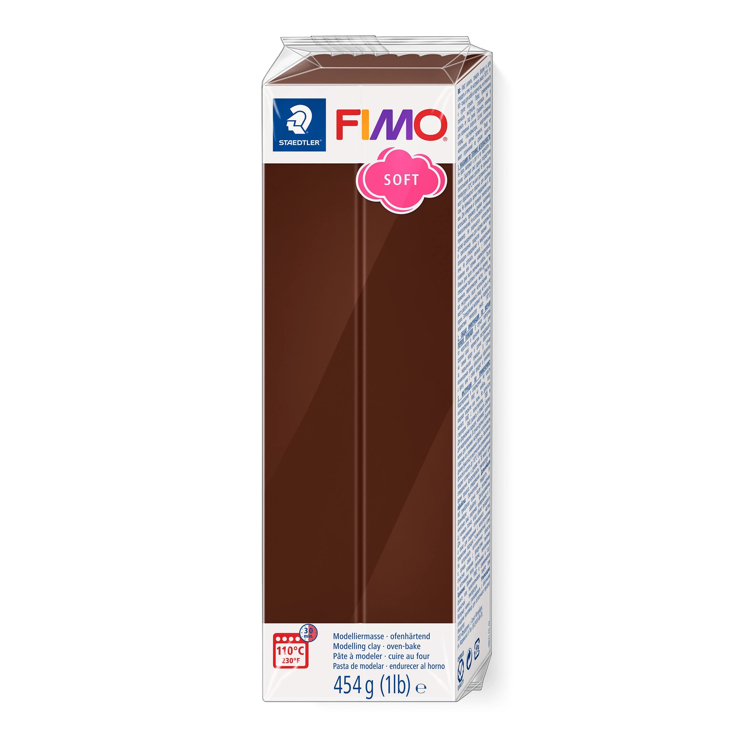 STAEDTLER 8021-75 FIMO Soft Oven-Hardening Polymer Modelling Clay - Chocolate (1 x 454 g Block)