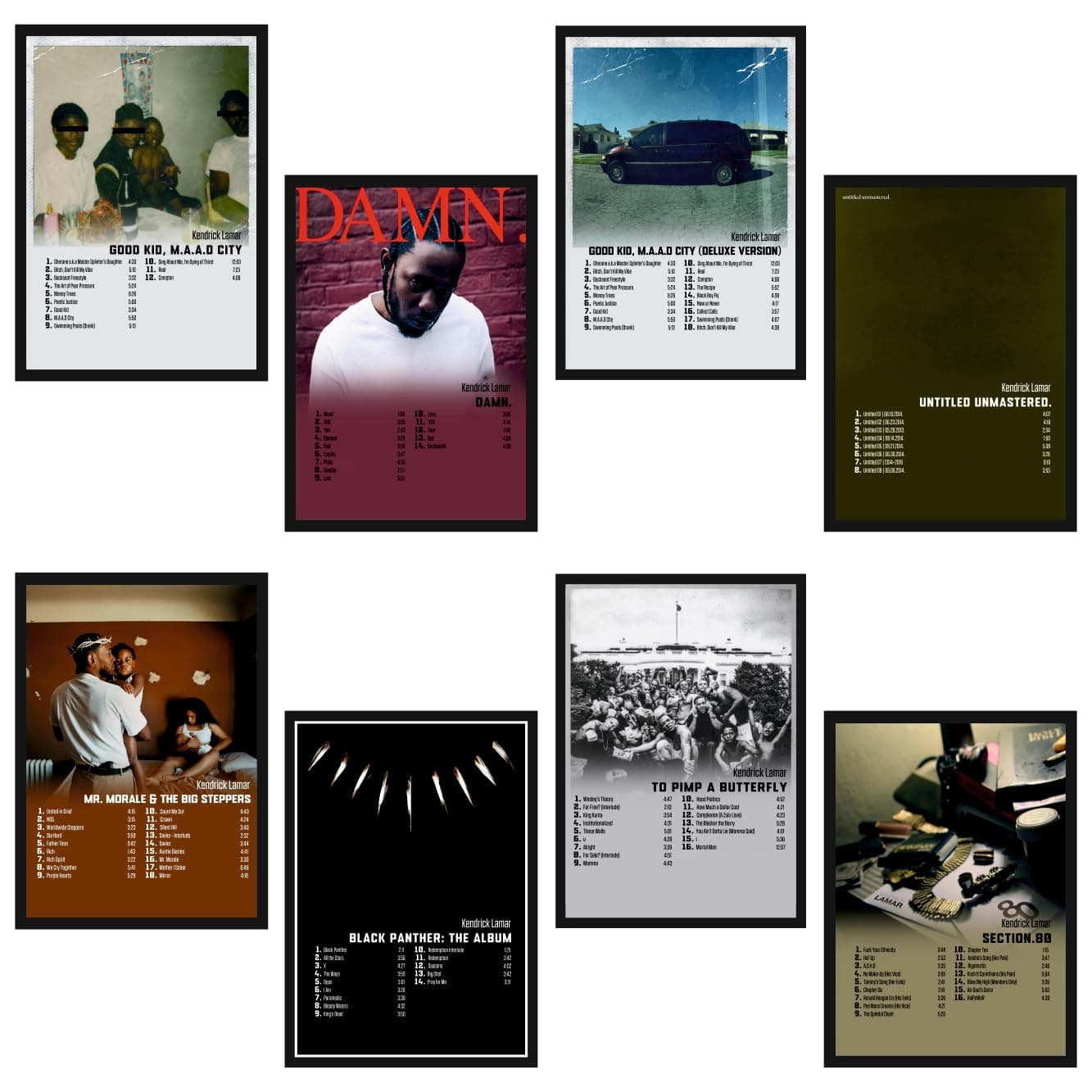 SAW Plastic Kendrick Lamar Wall Posters 8X12 Inch (A4 Size) Wall Decor Posters Wall Art For Bedroom, Living Room, Office, Pack Of 8