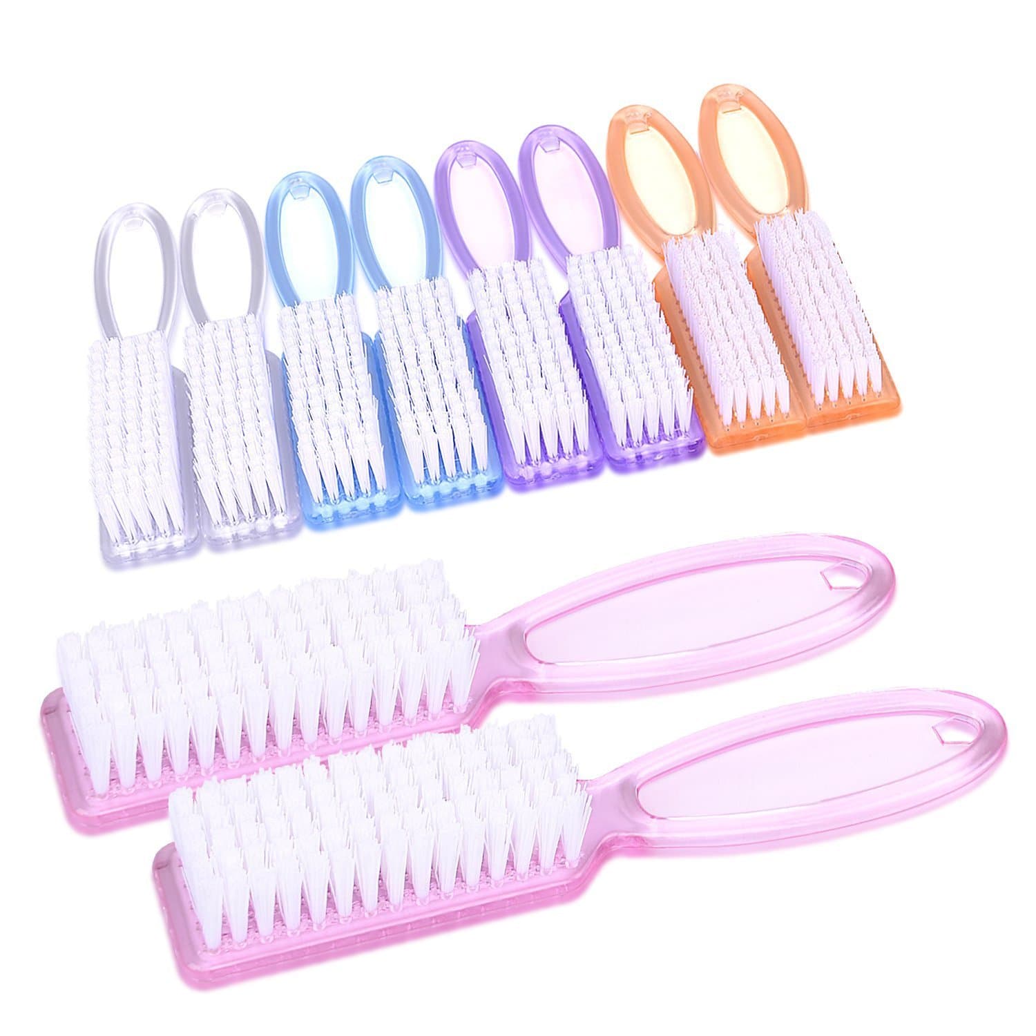Yesker 10 Pcs Handle Nail Scrubber Cleaning Brushes for Fingernails and Toes, Multi-Purpose Cleaning Tools in 5 Colors
