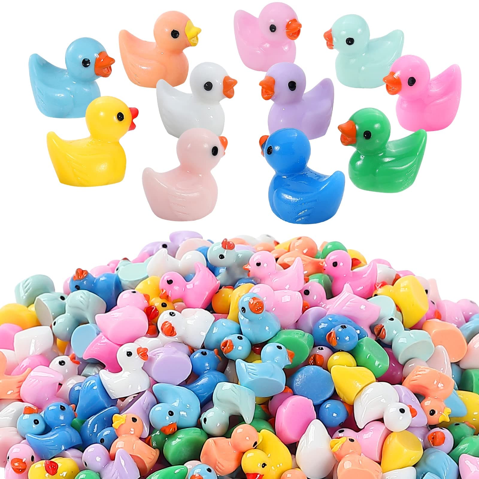 220 Pieces Mini Resin Ducks Tiny Duck for Garden Micro Landscape Ornament Dollhouse Prank Christmas Falloween Birthday Party Favors DIY Decoration Craft (11 Colors)