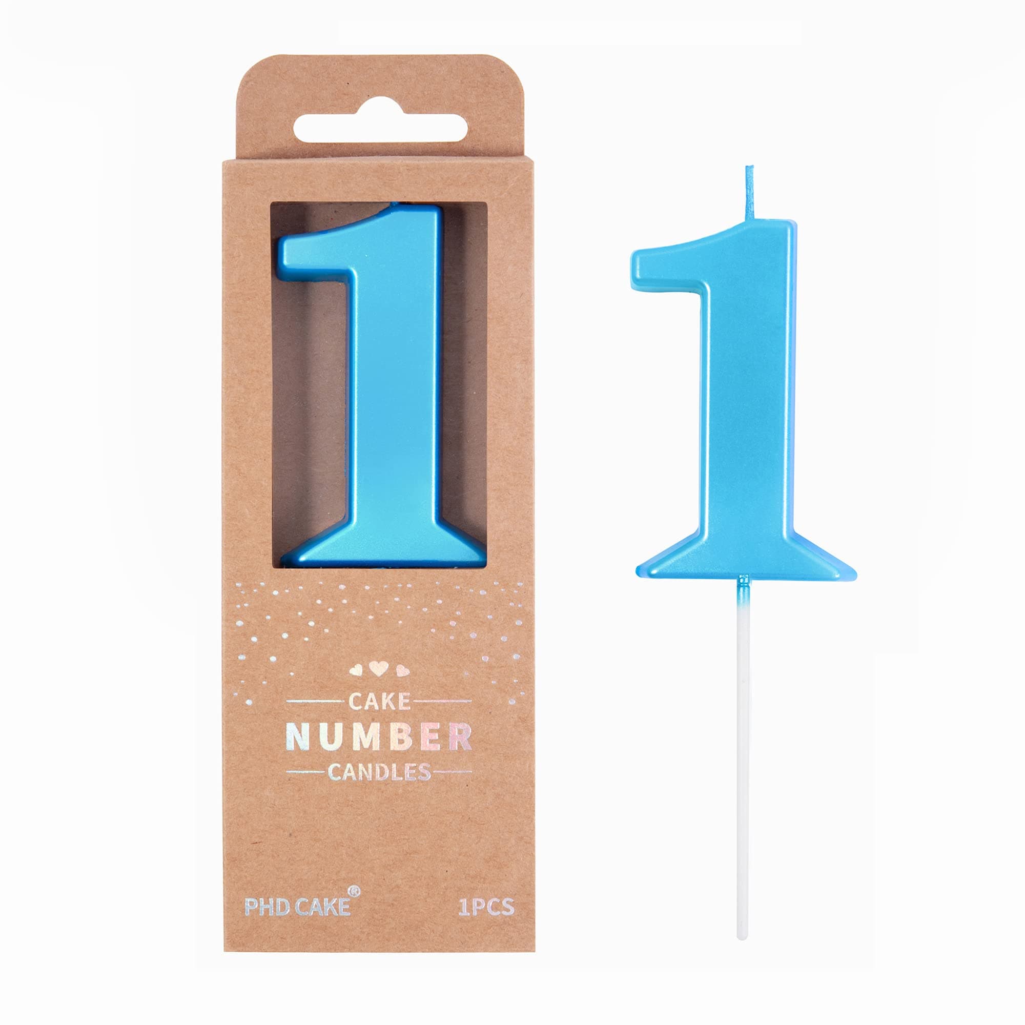 2.76 Inch Modern Blue 1 Number Birthday Candles, Blue Number Candles, Cake Number Candles, Party Celebration