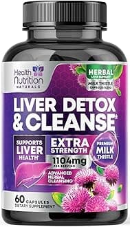 Gentle Liver Cleanse Detox & Repair Formula - Advanced Liver Support Supplement with Silymarin Milk Thistle, Dandelion Root, Artichoke Extract, Turmeric, Choline, & Beetroot - 60 Veggie Capsules
