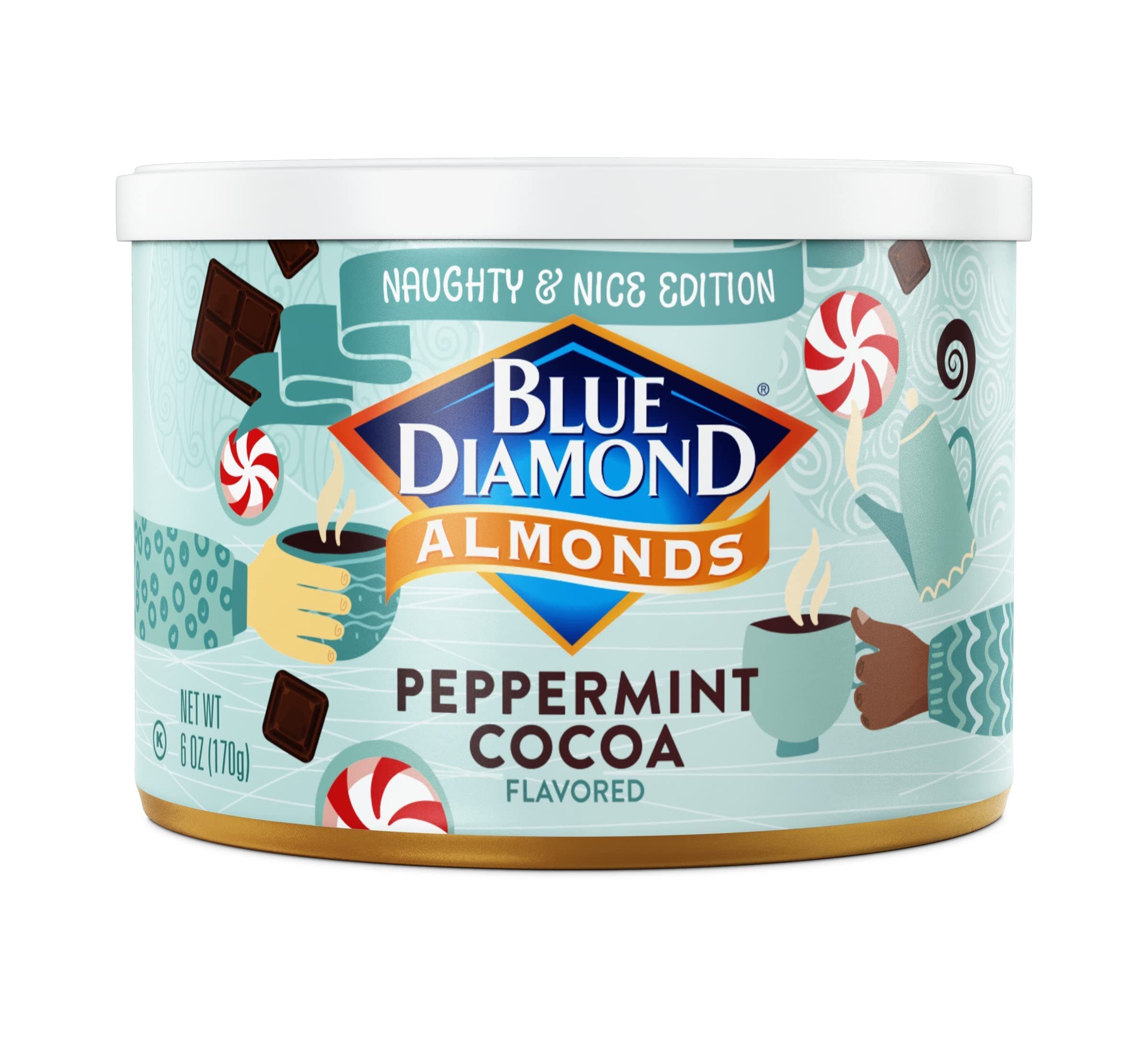 Peppermint Cocoa Holiday Snack Nuts, 6 Oz(Pack of 1),Resealable Can