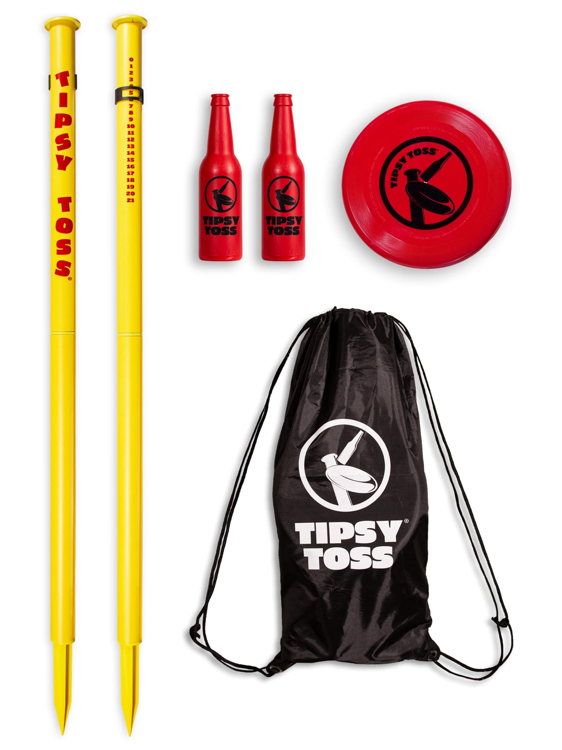 Tipsy Toss Game Set - Flying Disc Bottle Drop Yard Game - Choose Pro or Standard