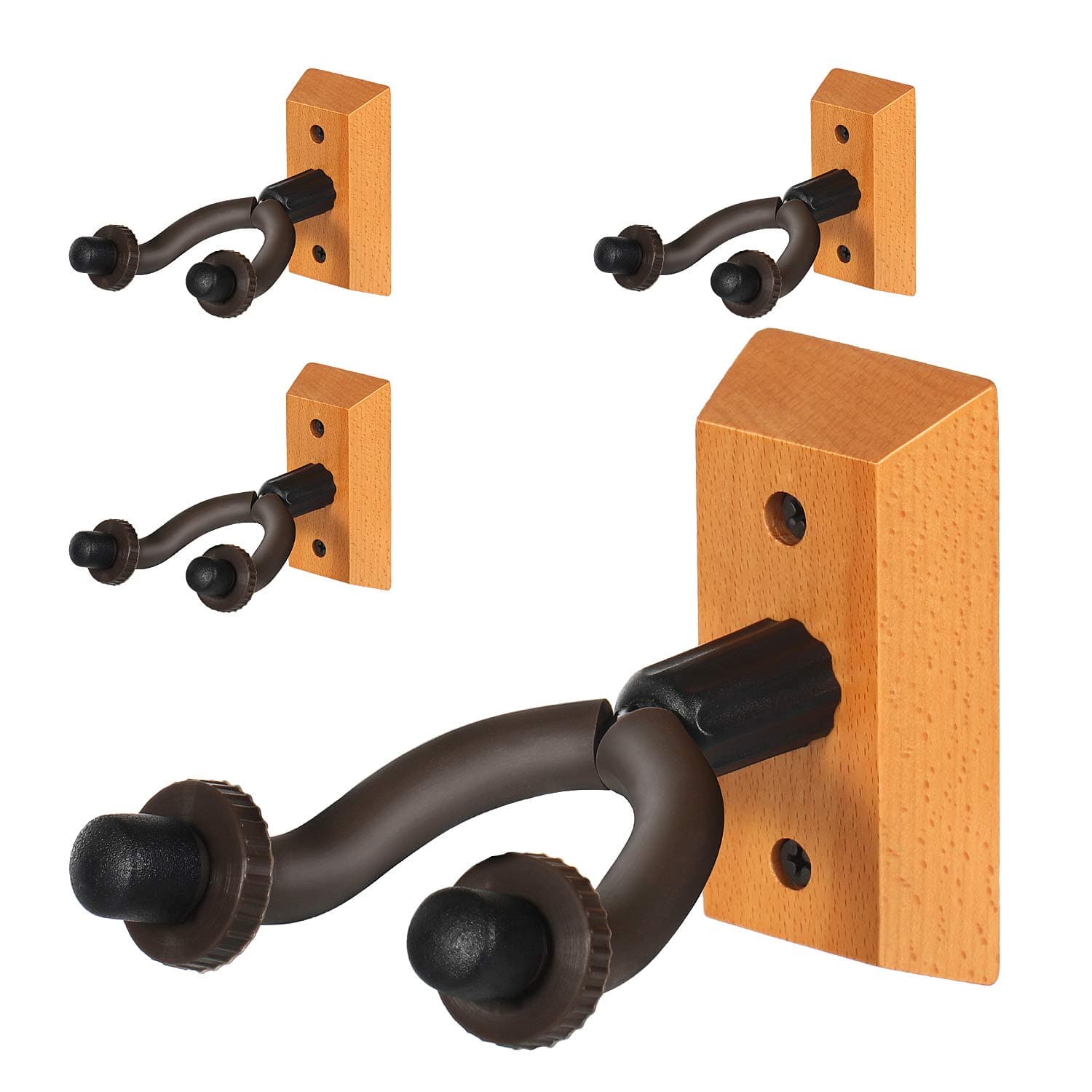Guitar Wall Hangers EONLION 4-Pack Guitar Hanger Wall Hook Holder Stand for Bass Electric Acoustic Guitar Ukulele Woodbase textured