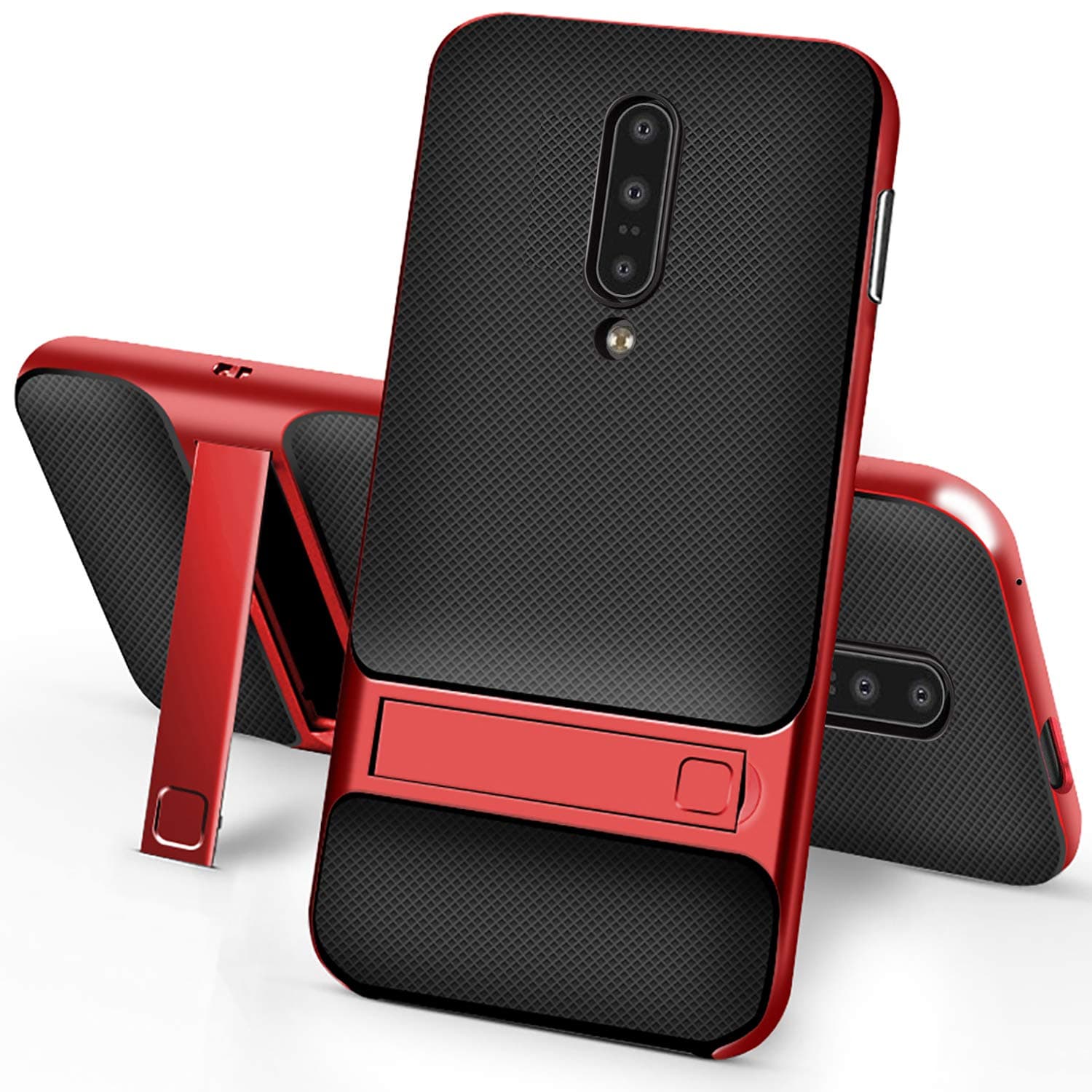 OnePlus 7 Pro Case,Setber Soft TPU Back Cover + Hard PC Bumper Dual Layer 2 in 1 with Kickstand for OnePlus 7 Pro Case -Red