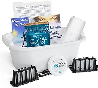 Ionic Foot Bath Detox Machine Super Duty Arrays for Professional & Home Use - Free Regain Health & Vitality Booklet & Brochure - 2 Super Duty Arrays, 20 Basin Liners, Detox Sea Salt, Basin 12QT